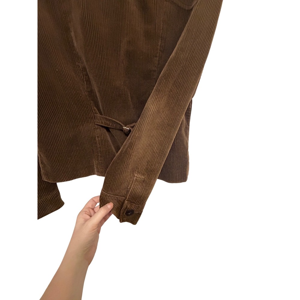 Vintage American Eagle Brown Corduroy Jacket Cinch Back Orange Lining Large - Picture 4 of 10